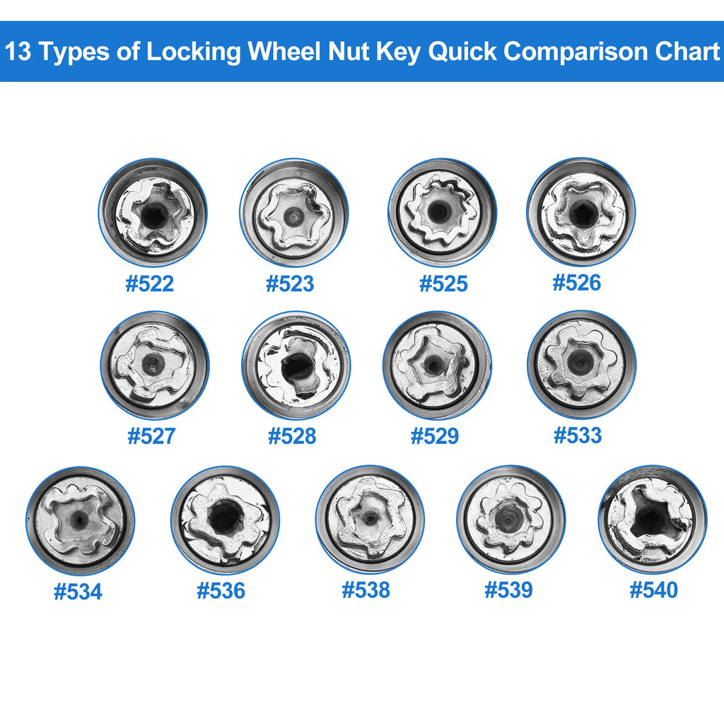 Set of 4 Wheel Lock Lug Nuts for VW (with Antitheft Removal Key)