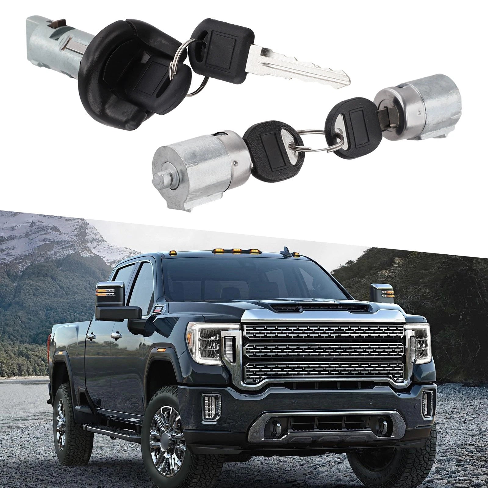 Set of 4 Door Lock Cylinders and Keys for Chevy GMC (702671, 702674)