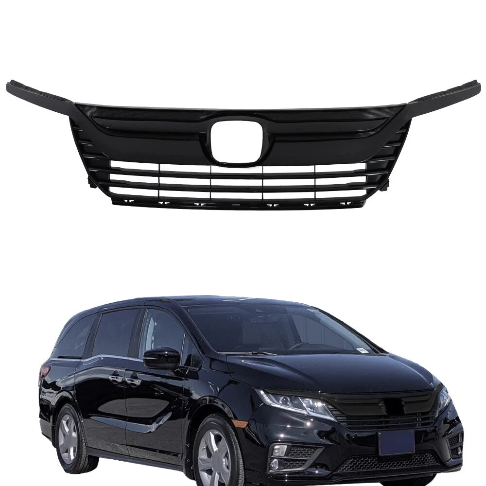 Black Upper Grille Grill with Headlight Eyelid for Honda Odyssey (2018â2020)