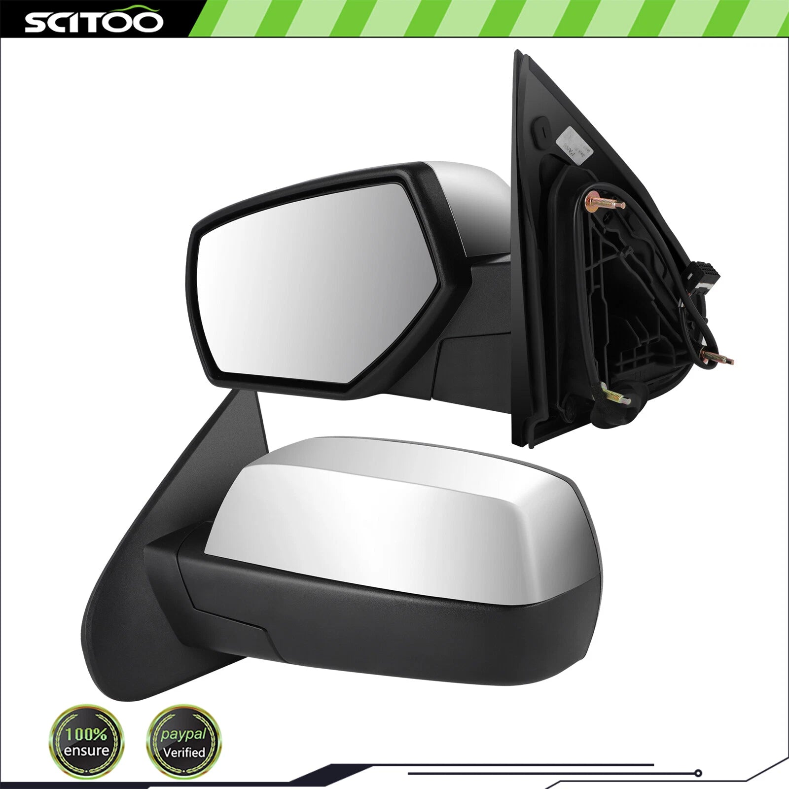 Chrome Power Mirror for Chevy Silverado 1500 (2014–2017) Left Driver Side Heated