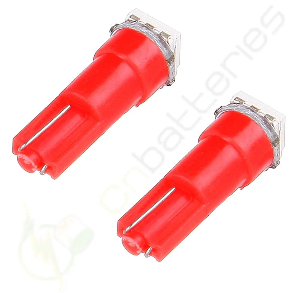 100Pcs T5 2721 74 73 70 17 18 37 17 5050 SMD Red LED Gauge Light Bulbs for Vehicles