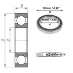 Deep Groove Ball Bearings 90x125x18mm for Scooter Skateboard (No Years)