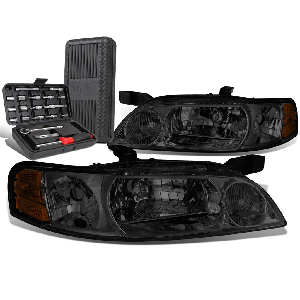 Pair of Smoked Housing Amber Signal Headlights for Nissan Altima (2000–2001)
