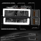 LED DRL Headlight + Bumper Signal + Corner Lamps for Chevy C/K (1994–2000)