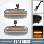 2X Clear Lens LED Side Marker Amber Light 8E0949127 for Audi A4 (2002–2009)