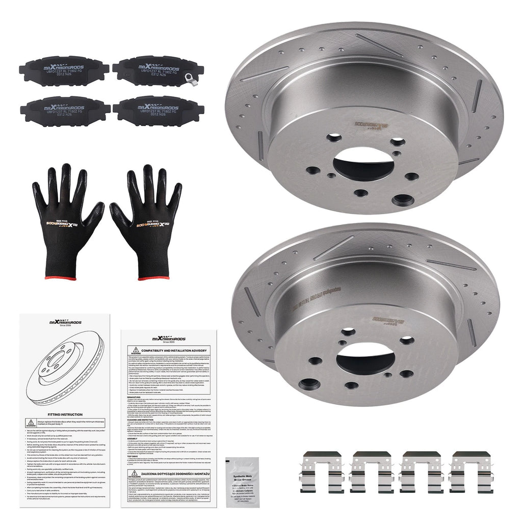 Rear Drilled Slotted Brake Rotors and Pads for Subaru Forester (2014–2018)