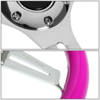 NRG 35cm Neon Purple Wood Grain Grip Steering Wheel for Universal (Fits Various)