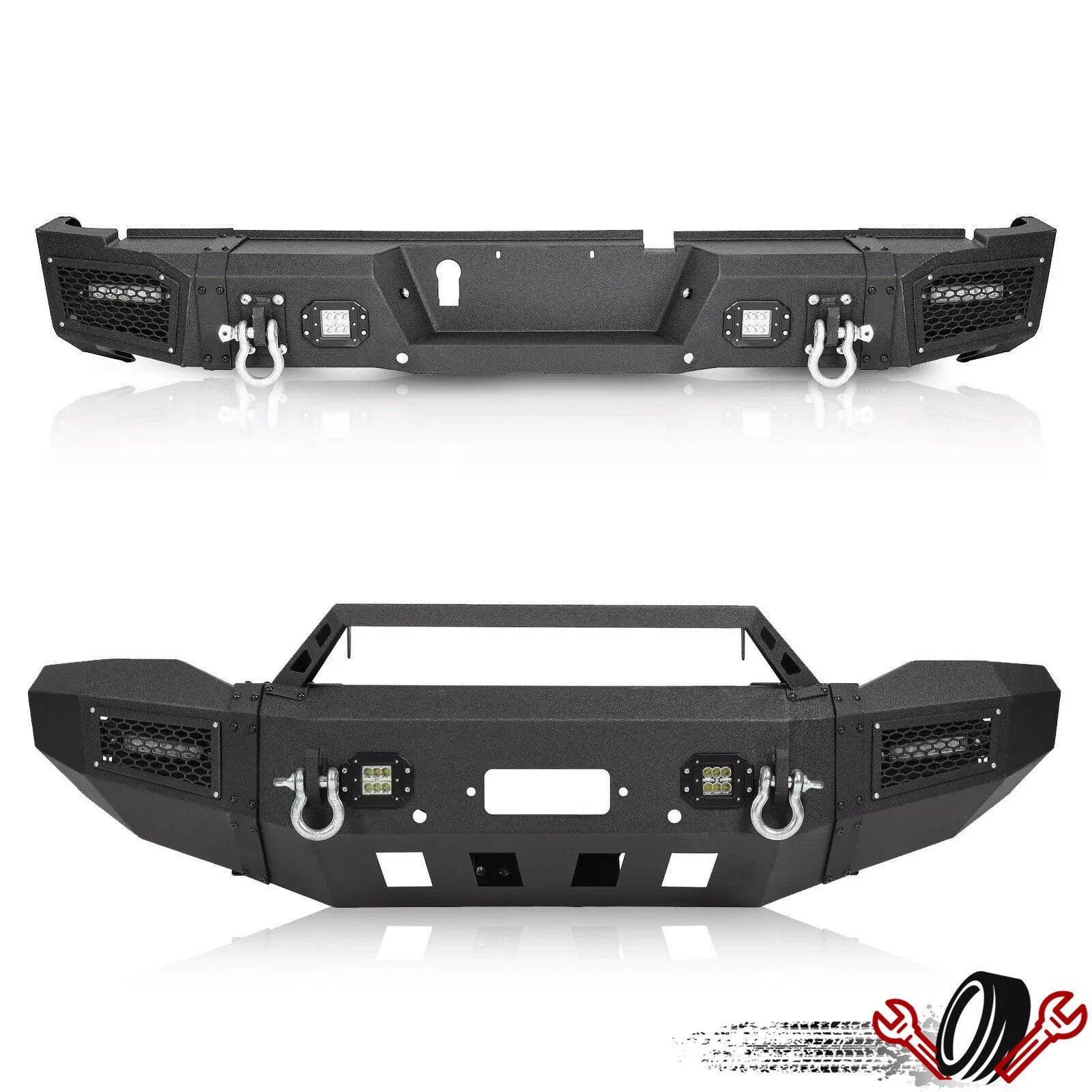 Steel Front & Rear Bumper with Winch & LED Light for Dodge Ram 2500 3500 (2019–2023)