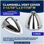2X Stainless Steel Clamshell Vent Cover Base for
