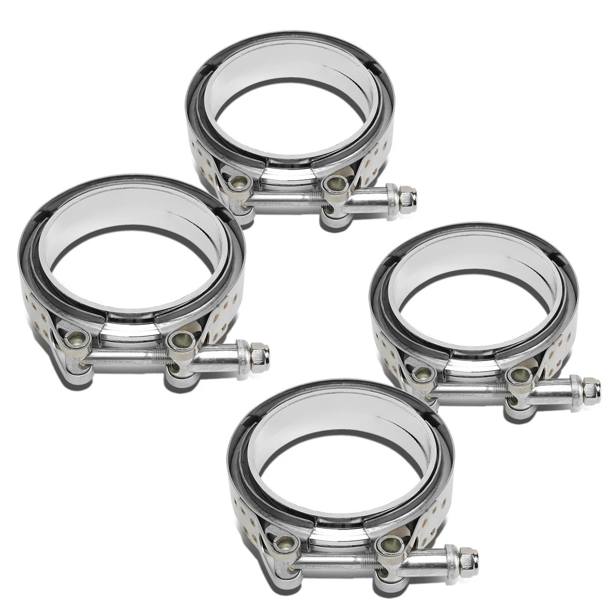 Set of 4 V-Band Bolt Clamps & Flanges for Turbo Down-Pipe Wastegate Exhaust