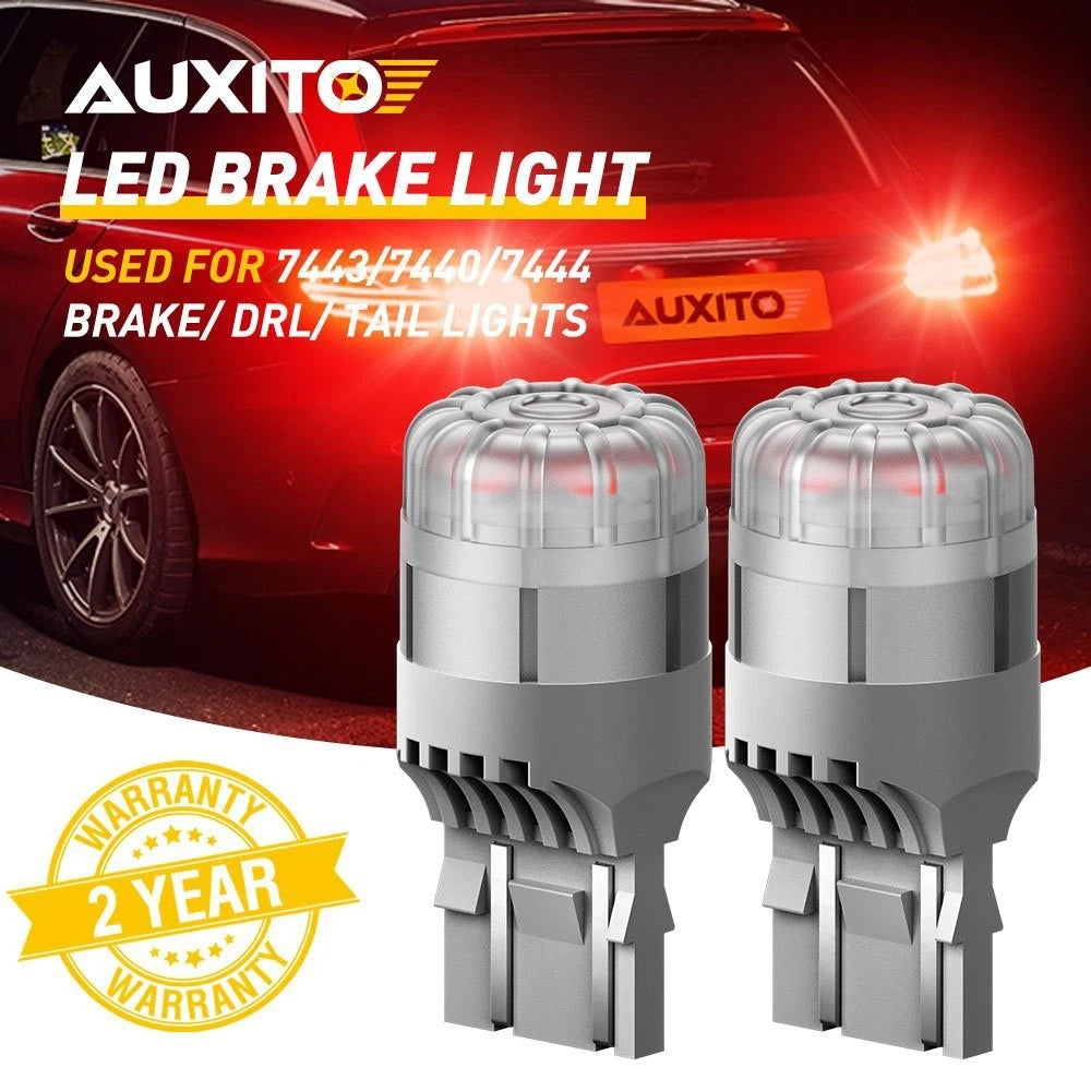 2X 7443 7444 7440 LED Pure Red Brake Light Bulb for