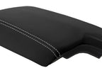 Leather Console Lid Armrest Cover for Subaru Crosstrek (2018–2020) Black White Stitch
