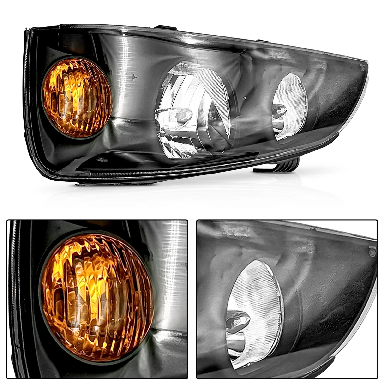 Set of 2 Black Headlights for Hyundai Elantra (2004-2006)