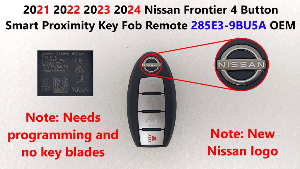 4 Button Smart Proximity Key Fob Remote for Nissan Frontier (2021–2025) 285E3-9BU5A