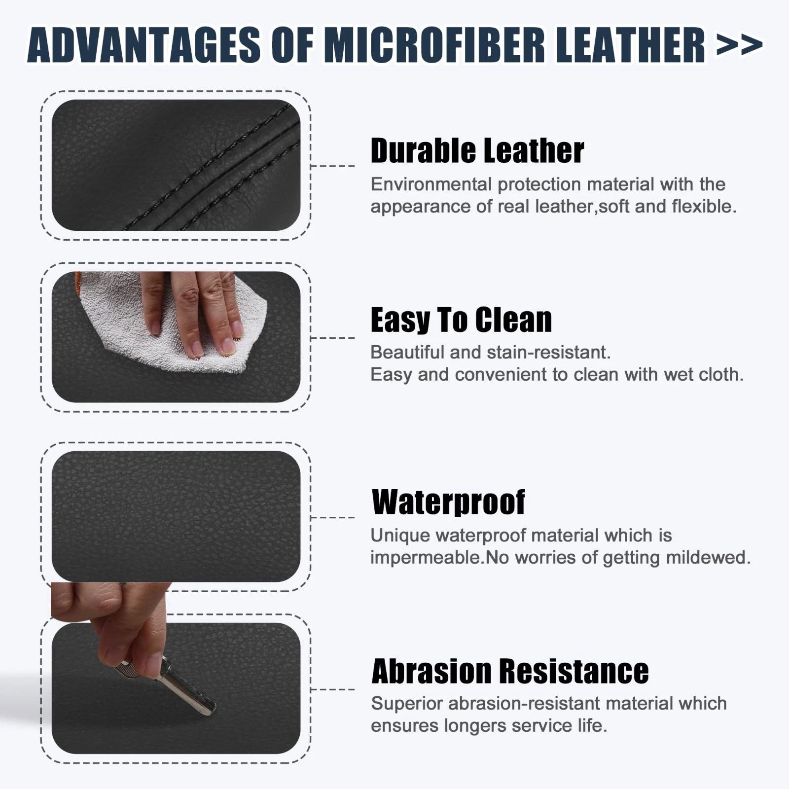 Black Microfiber Leather Armrest Protector for BMW X3 (2011–2017)
