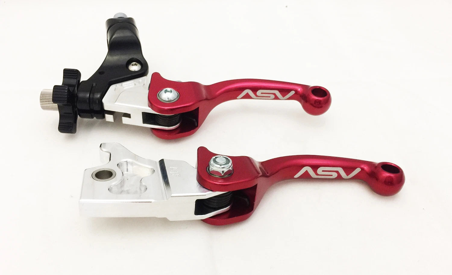 Pair of ASV F3 Shorty Red Front Brake Clutch Perch Levers for YFZ 450 (2004–2006)