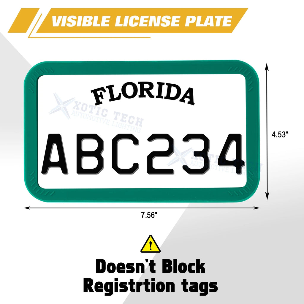 Silicone License Plate Frame for Green Motorcycle (Universal) (2018-2024)