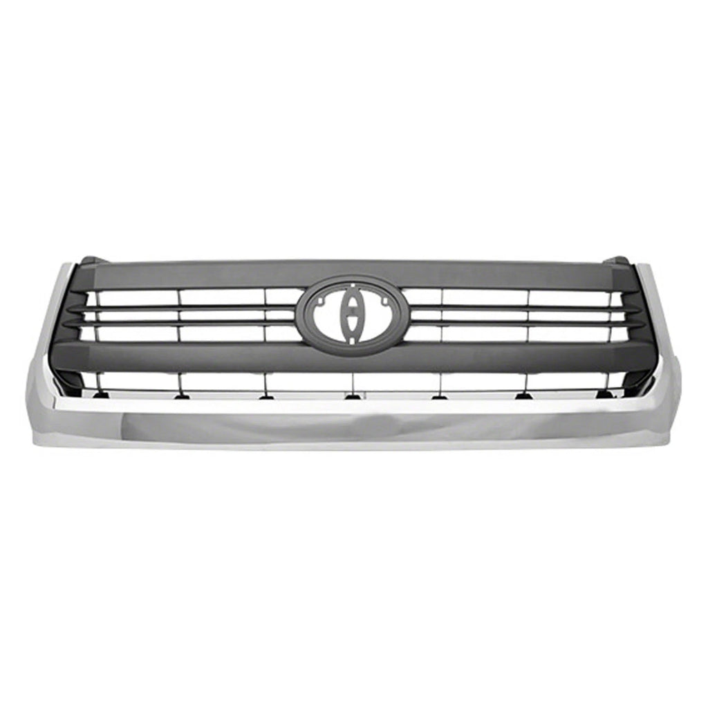 Replacement Black Chrome/Matte Plastic Grille w/Emblem Hole-See Compatible Chart