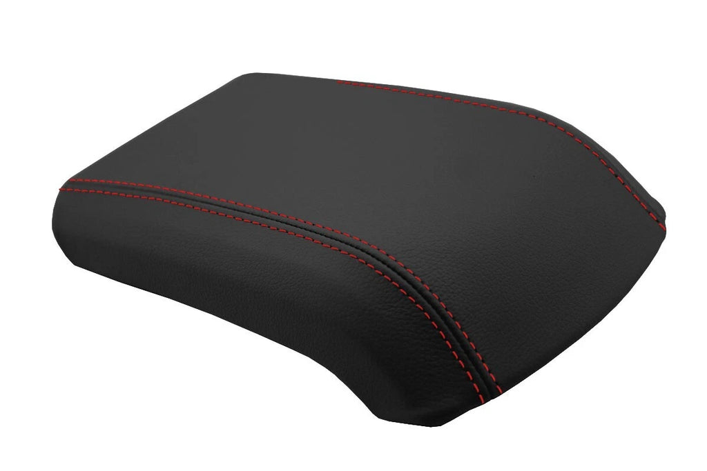 Leather Console Lid Armrest Cover for Ford Escape (2013–2016) Red Stitch