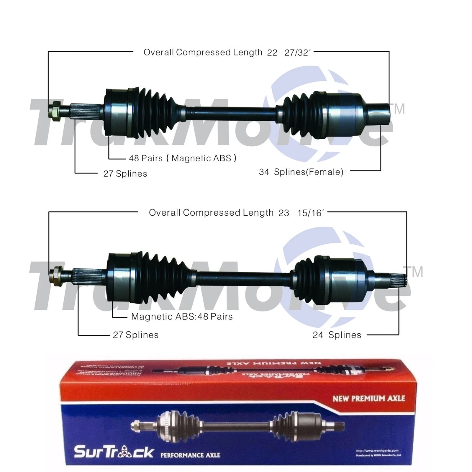 Set of 2 Front CV Axle Shafts for Chrysler 300 Dodge Charger Magnum (2005–2010)