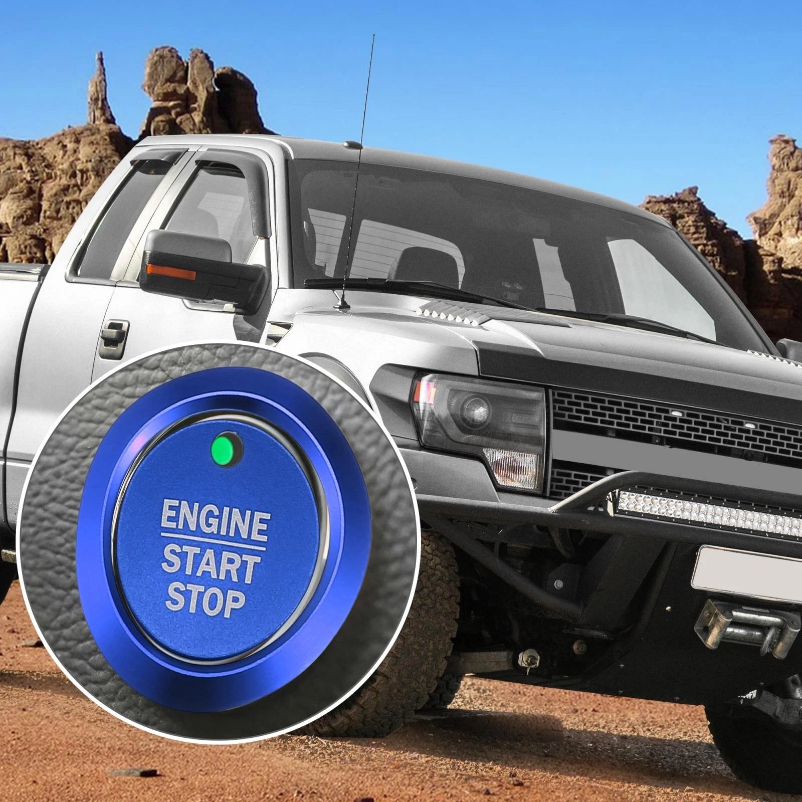 Engine Start Stop Button Cover Kit for Ford F-150 (2016–2021) Blue