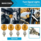 Set of 4 Chrome Motorcycle Turn Signal Lights Amber Indicators for Harley (2002–)