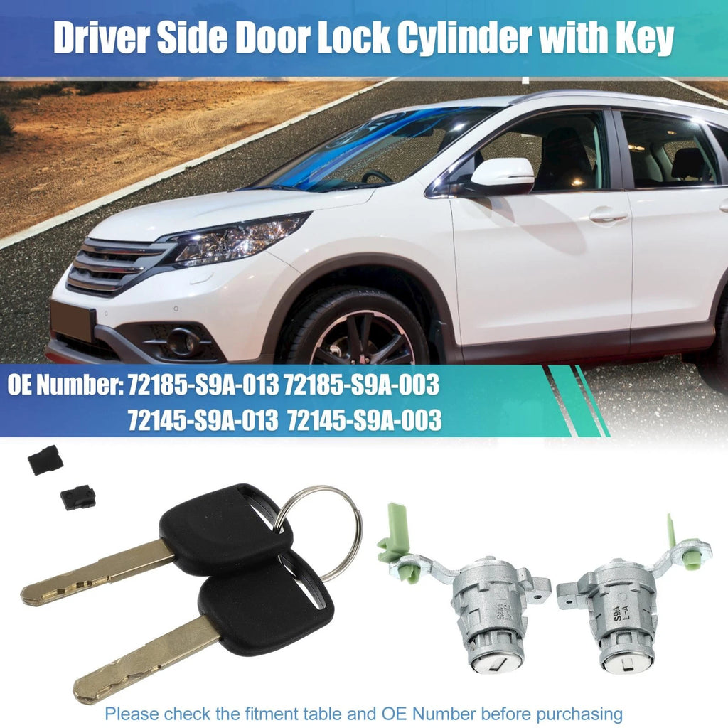 Pair Door Lock Cylinder w/ Keys for Honda CR-V (2003–2006) 72185-S9A-013 72145-S9A-003