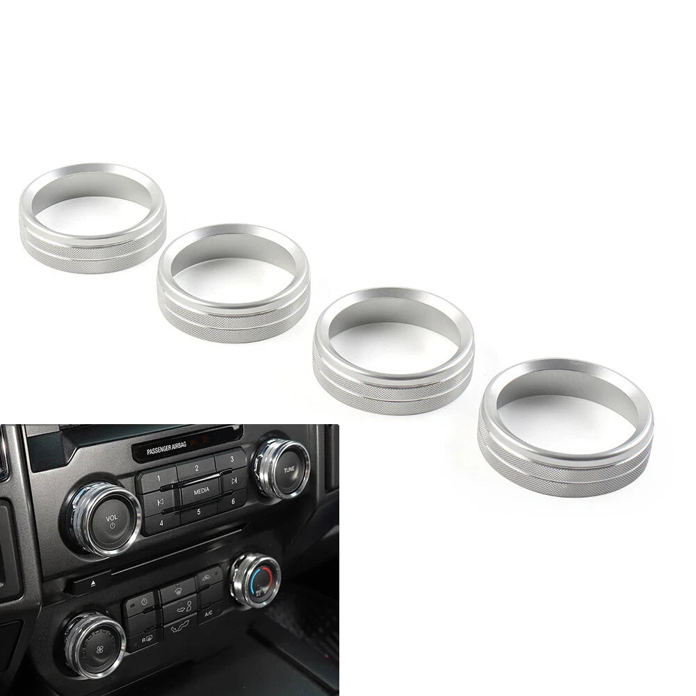 Set of 4 Air Conditioner Switch CD Button Ring Knob Trim for Ford F150 (2015–2020)