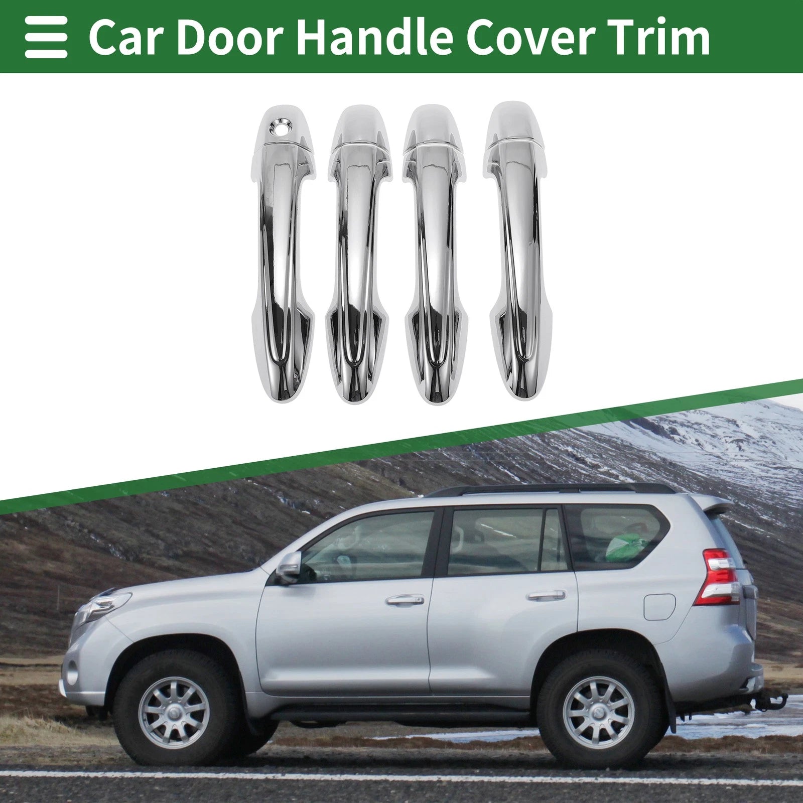 Car Door Handle Cover Trim for Toyota RAV4 (2013–2018) Silver Tone
