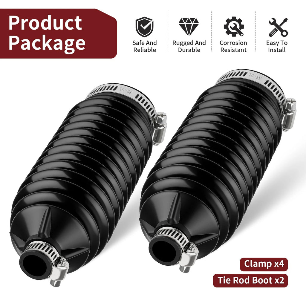 2X Tie Rod Boot w/ Clamp for Honda Pioneer 700 700-4 (2014–2024) 53537-HL3-A00