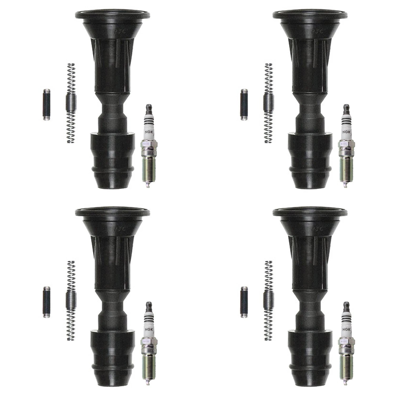 Set of 4 NGK Iridium IX Spark Plugs & Denso Coil Boots for Cobalt Malibu G5 Vue (2005–2010)