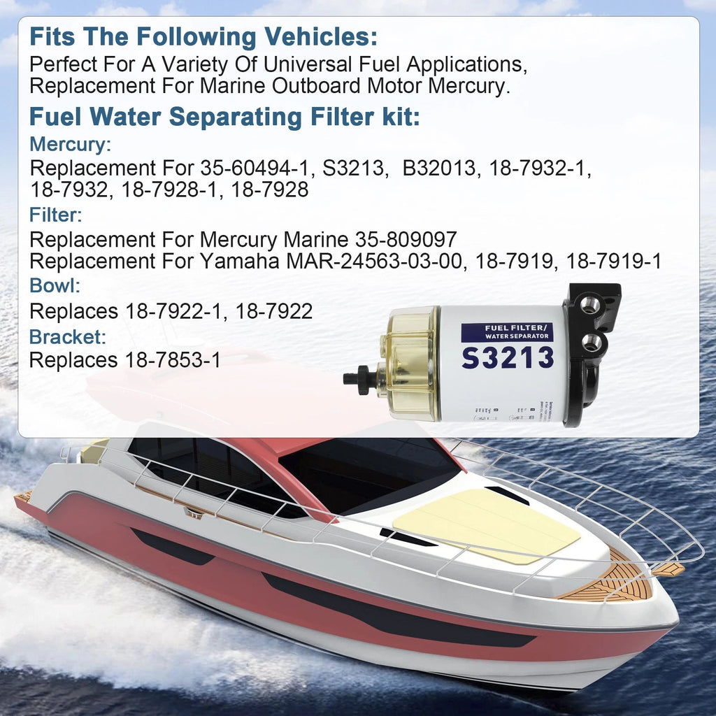 3/8" NPT Water Separating Fuel Filter for Marine Outboard Motor