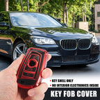 Car Key Fob Cover for BMW 1 2 3 4 5 6 7 Series (TPU Black Red)