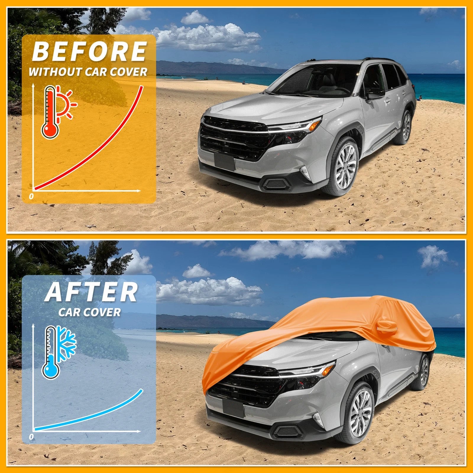 Waterproof Car Cover for Subaru Forester (210D-PU, Orange)