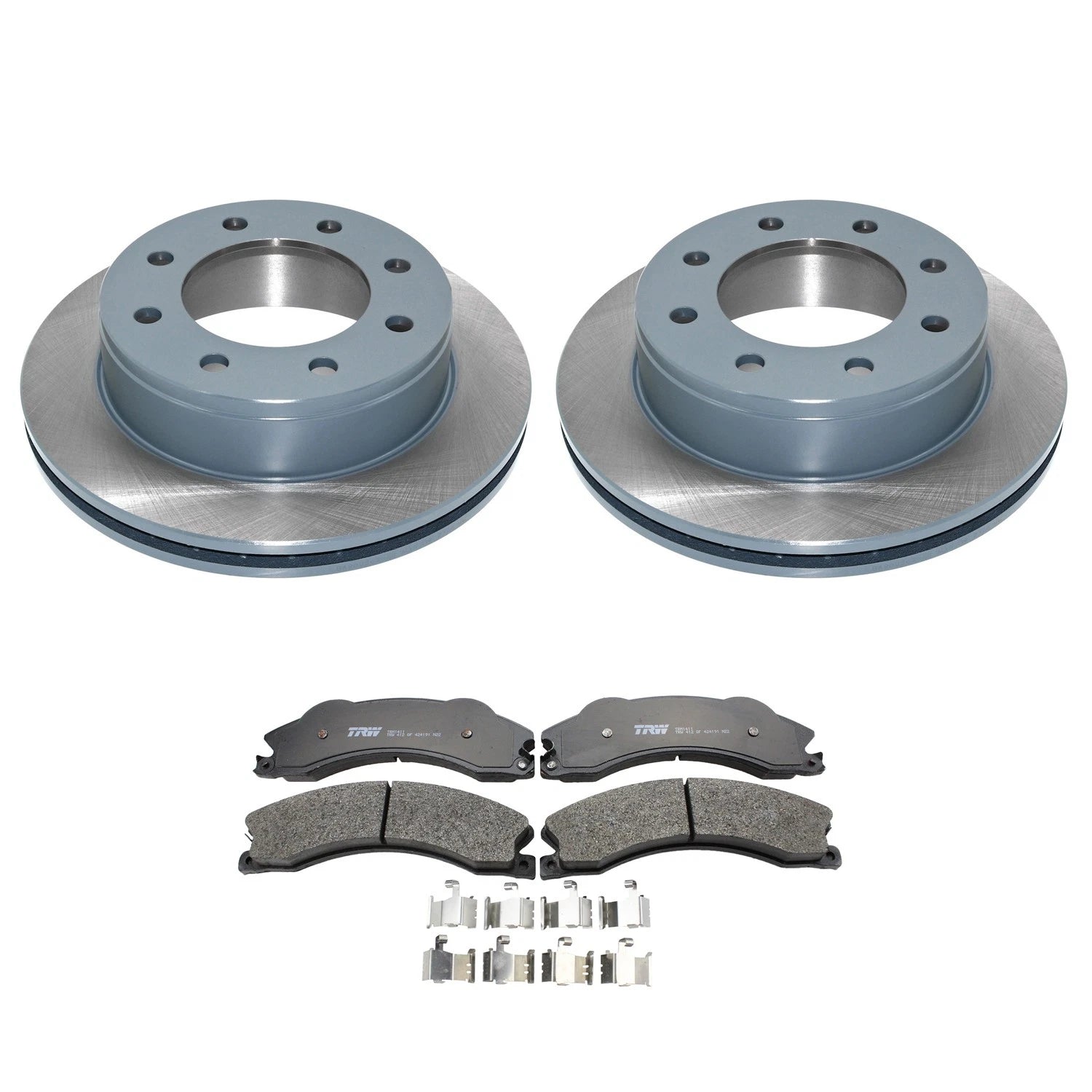 Set of 2 DuraGo Rear Rotors & TRW Pro Metallic Disc Brake Pads for GMC Savana 3500 (2009–2017)