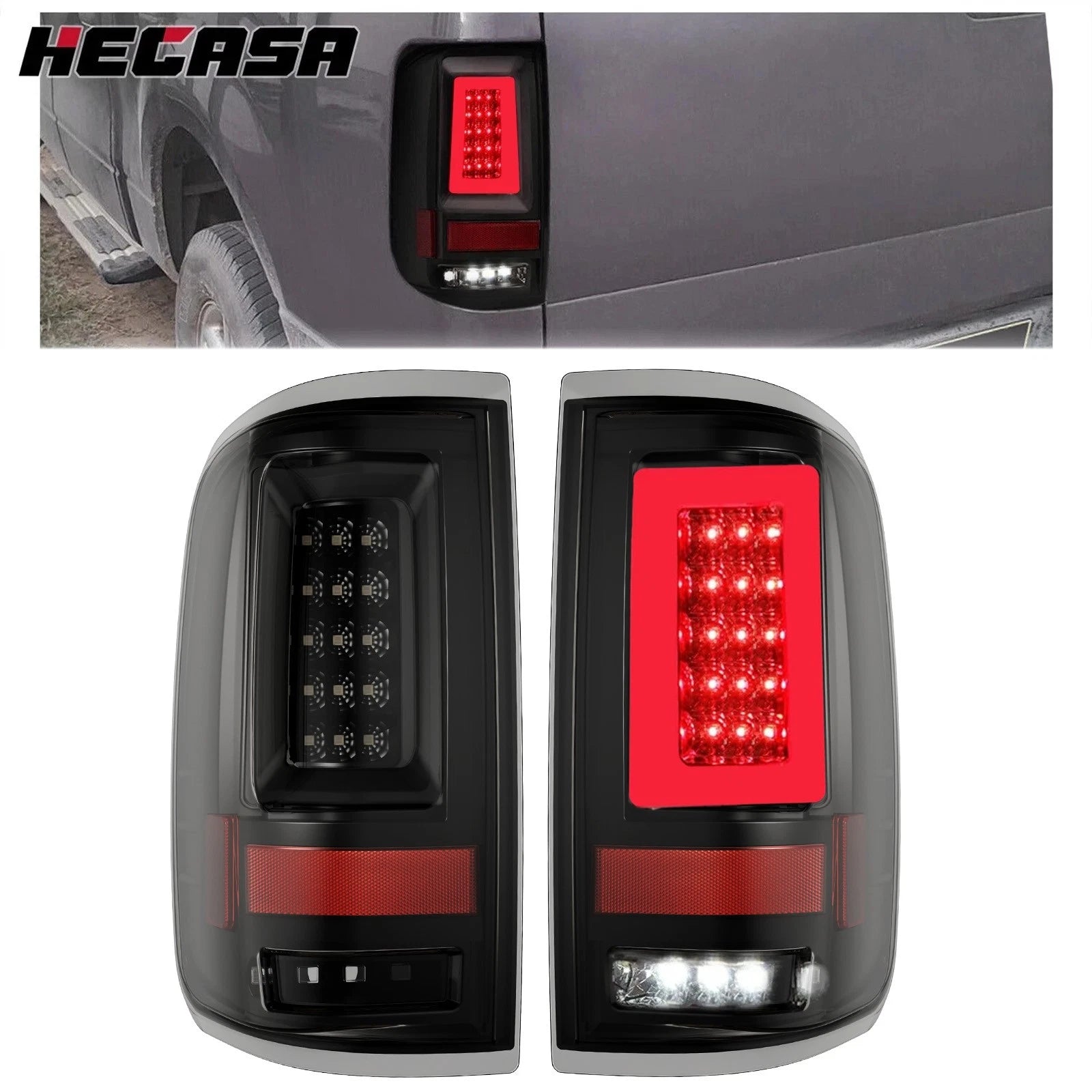 Set of 2 Black Smoked LED Tail Lights for Ford F150 Lobo (2004–2008)