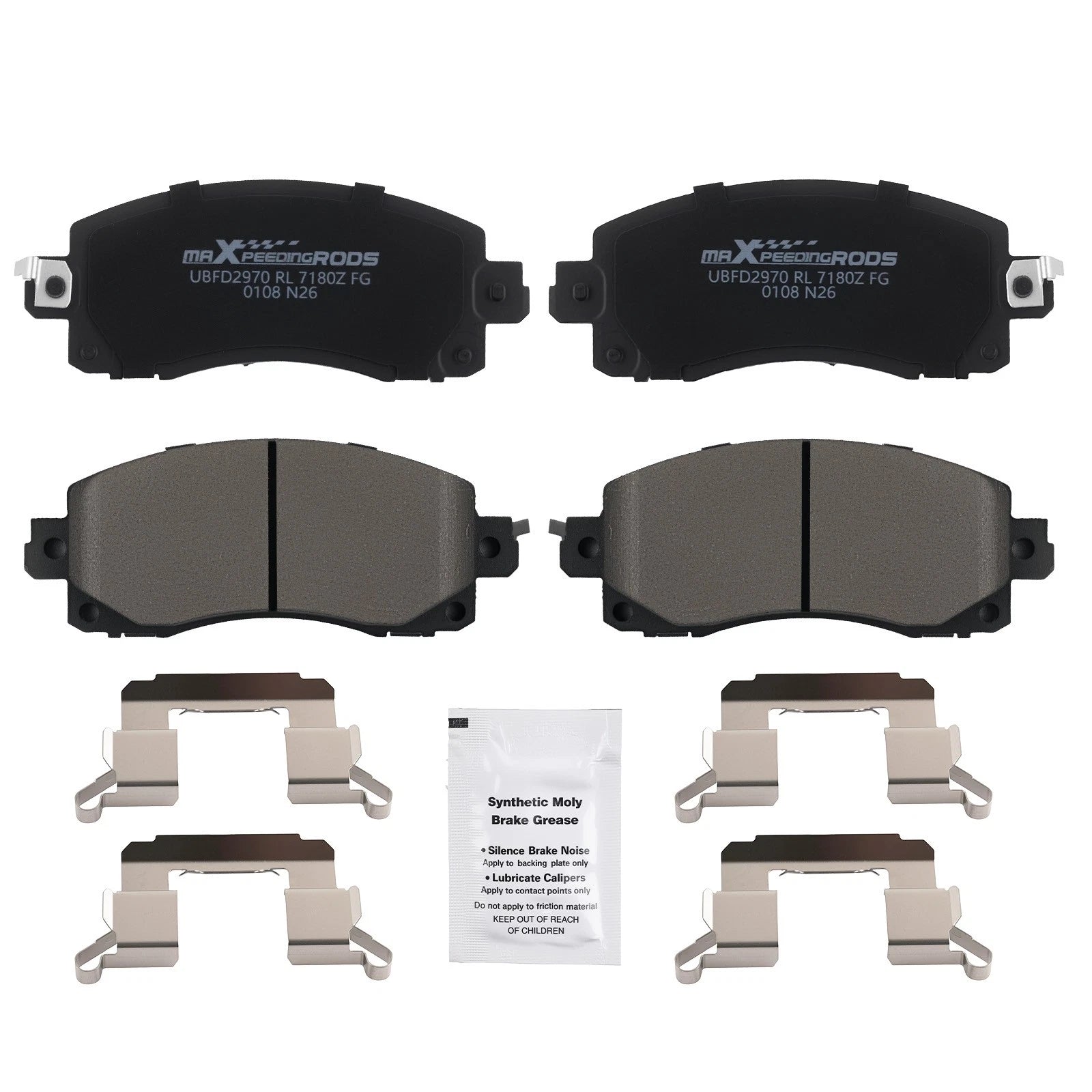 Set of 4 Front Ceramic Brake Pads for Subaru Crosstrek (2018–2025), Legacy (2020–2025)