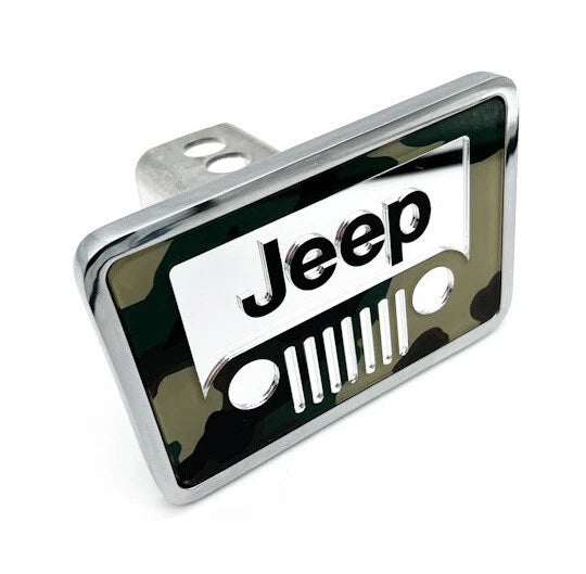 Hitch Cover Jeep Grill Logo Camouflage for 2 Inch Receiver (Universal Fit)