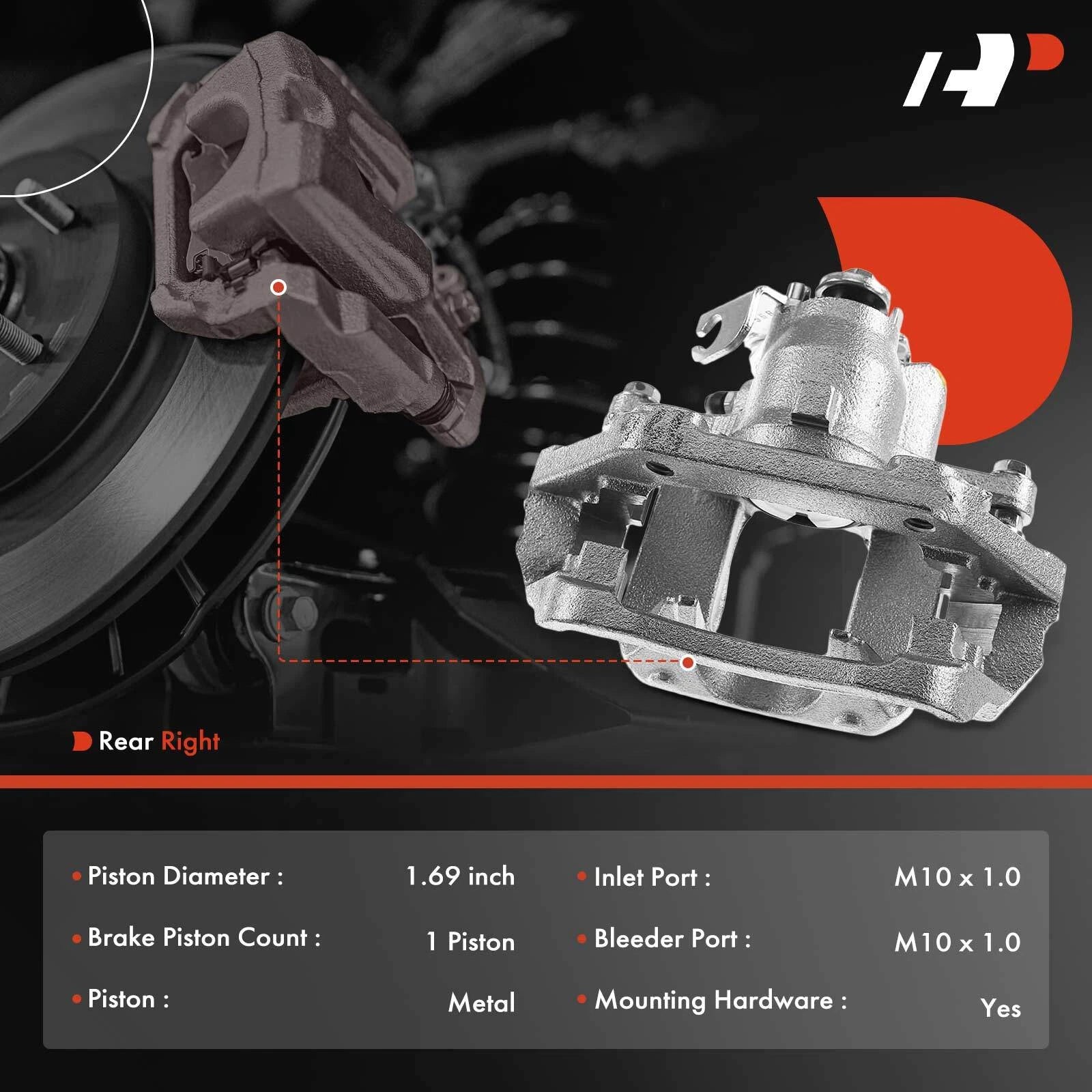 Rear Right Brake Caliper with Bracket for Ford Flex, Lincoln MKS (2009)