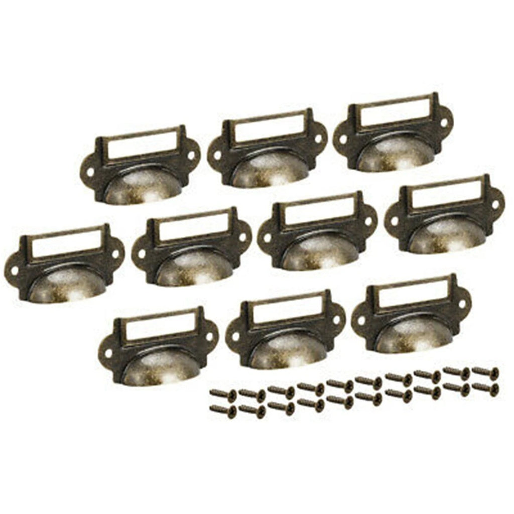 Set of 10 Antique Drawer Pull Handles for Cabinets