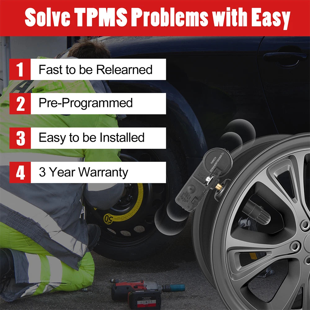 Set of 4 TPMS Tire Pressure Sensors for Fiat 500 (2016–2019)