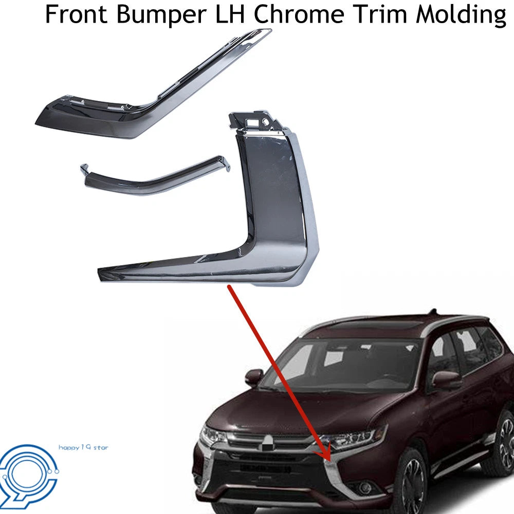 3 pc Set Front Bumper Chrome Trim Molding for Mitsubishi Outlander (2016–2019)