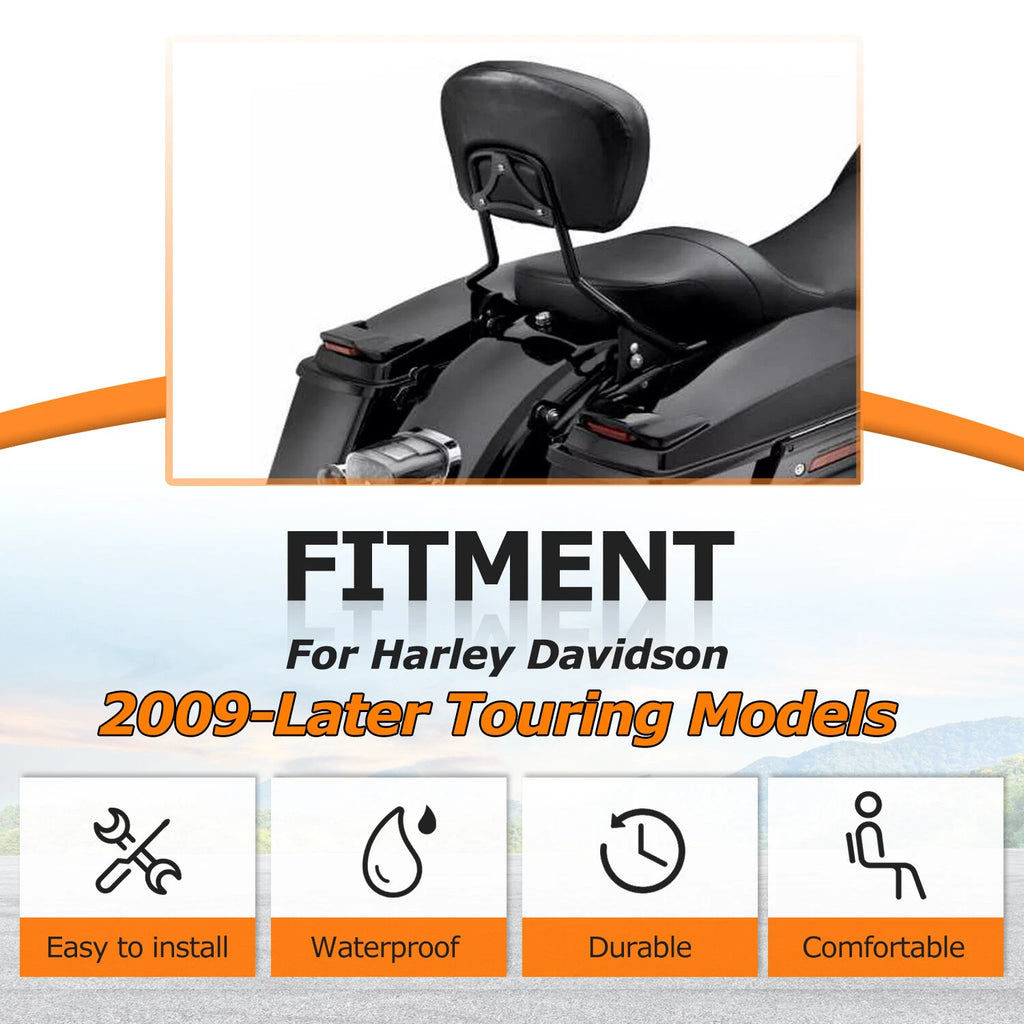 Black Backrest Sissy Bar with Stealth Rack for Harley Touring Street Glide (2009–2026)