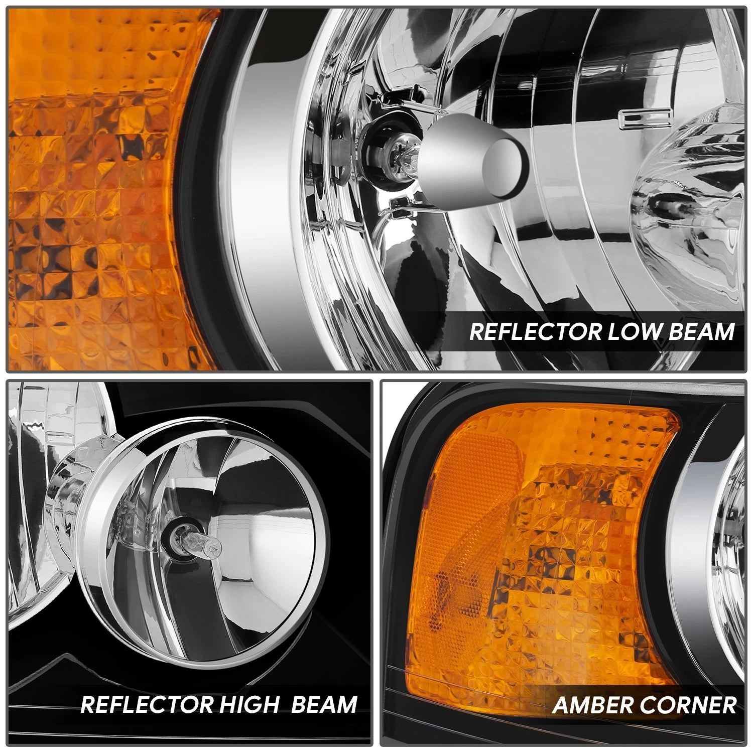 Right Headlight for Ford Expedition (2003–2006) Black Bezel OE Style