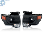 Set of 2 Black Projector Headlights for Ford F150 (2013–2014)