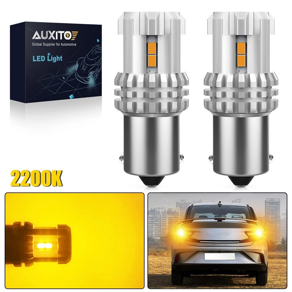 2X LED Turn Signal Light Bulbs for AUXITO 1156 BA15S (CANBUS, Amber)