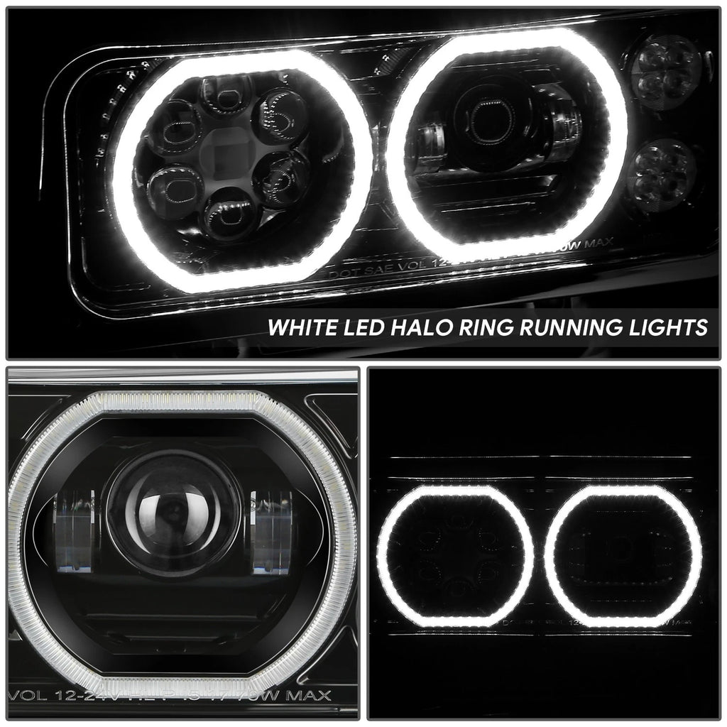 Projector LED Halo Ring Headlight for Peterbilt 359 379 389 (1981–2021)