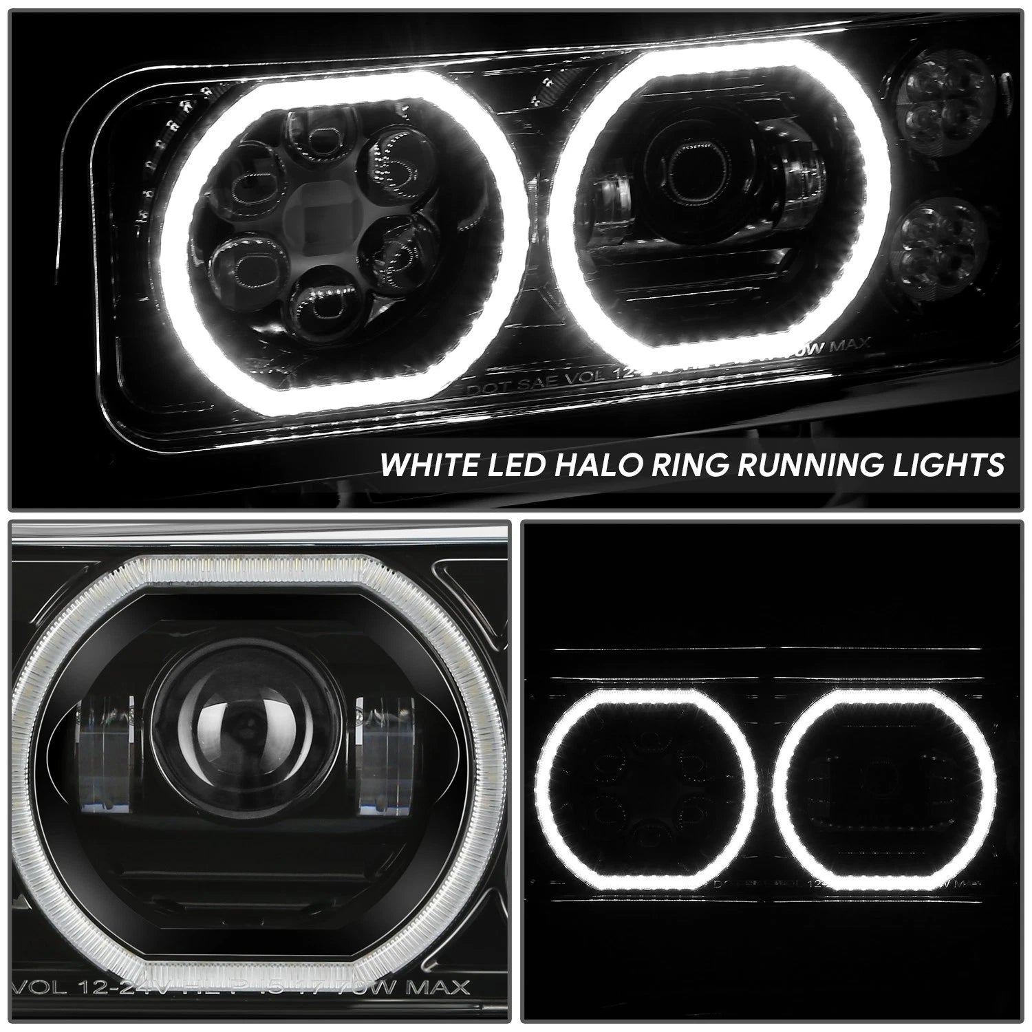 Projector LED Halo Ring Headlight for Peterbilt 359 379 389 (1981–2021)