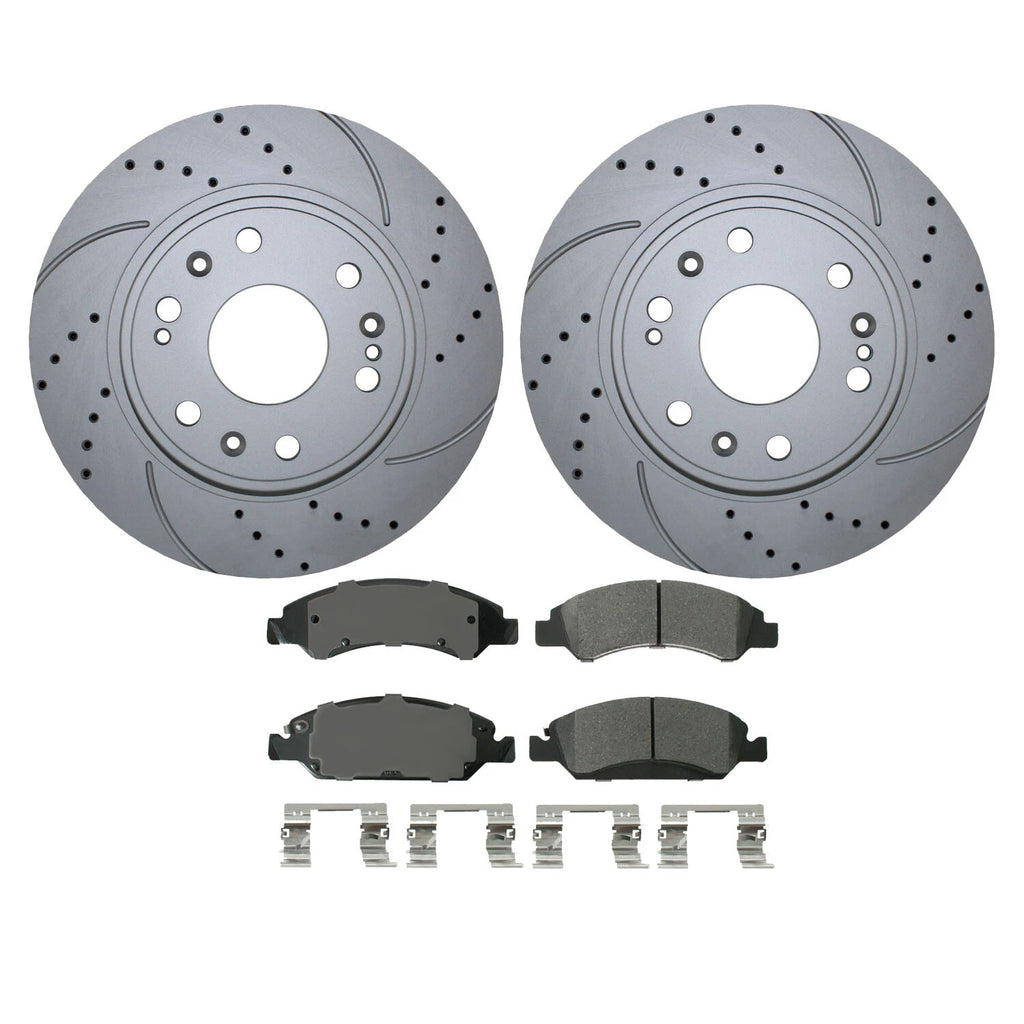 Front Brake Kit 330mm Drilled Disc & Akebono Pads for Cadillac Chevy GMC