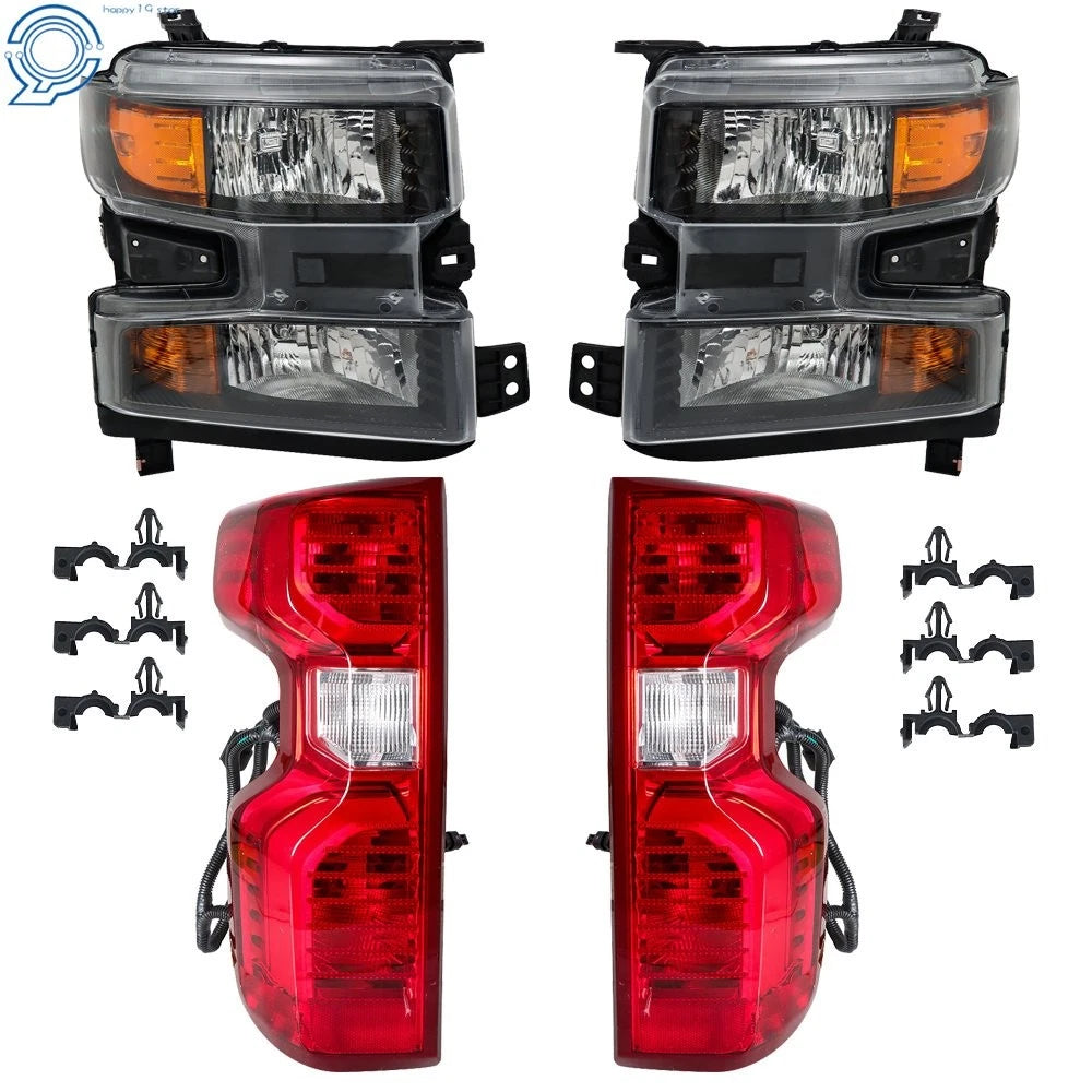 Set of 2 Halogen Tail Lights & Headlights for Chevy Silverado 1500 (2019-2021)